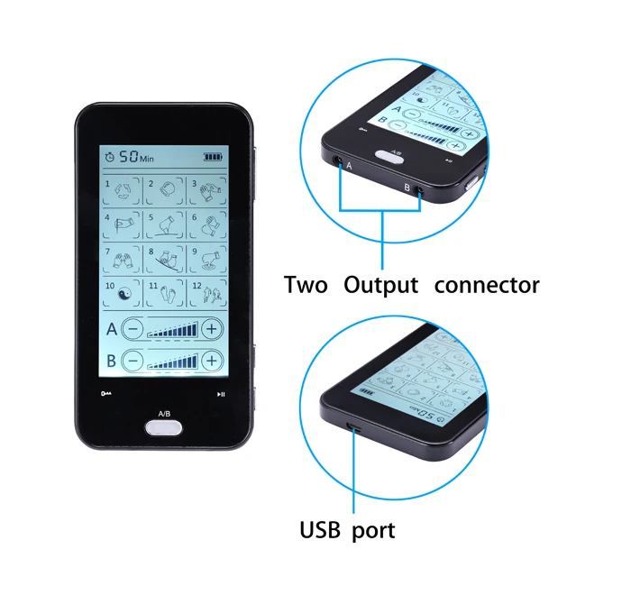 24modes 2 Channels Touch Screen TENS Unit EMS Muscle Stimulator