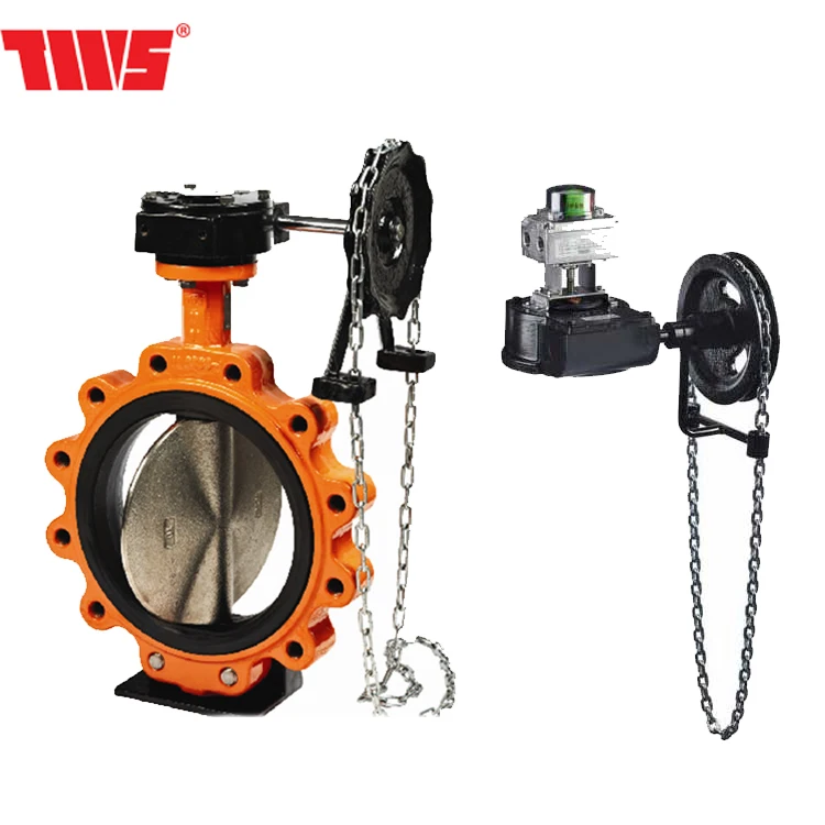 Dn350 Epdm Rubber butterfly Valve with Rotork Worm Gear Chain Wheel