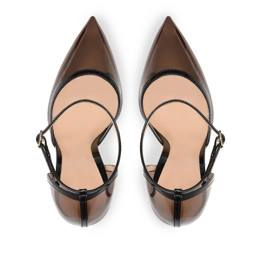 Large Size 2019 Ladies Summer Clear Heels Pointed Toe High Heel Sexy Heeled  Evening Dress Pumps Women Black Transparent Shoes