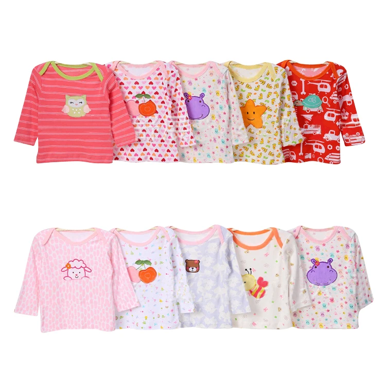 
 Оптовая продажа, одежда для малышей, 5 шт., с длинным рукавом, хлопок, Детская футболка  