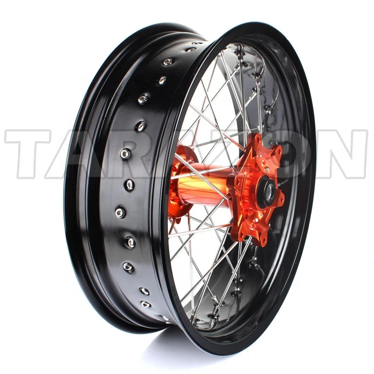 High Performance Custom Sizes Motorcycle Supermoto Aluminum Alloy Wheel Spoke Rims Set for Honda Kawasaki Yamaha Suzuki KTM