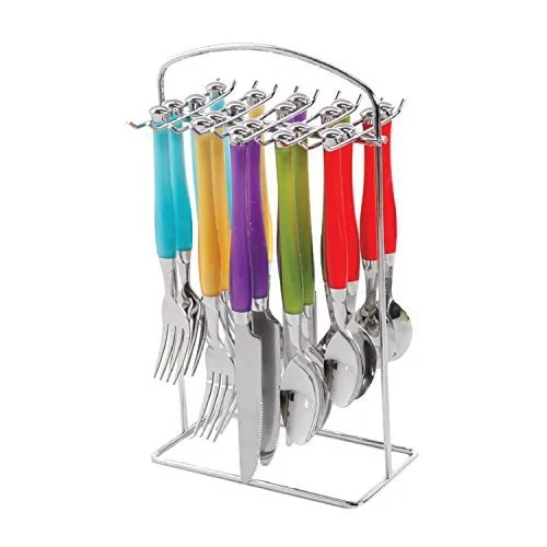 Juego De Cubiertos De 24 Piezas Con Mango De Plástico Para 6, Juego De Cubiertos De 24 Piezas Con Mango De Plastico Para 6 Juego De Cubiertos De Acero Inoxidable Con Espejo Que Incluye