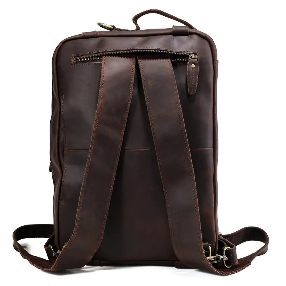 Tiding Men Expandable Genuine Leather Briefcase Convertible Backpack Shoulder Laptop Bag
