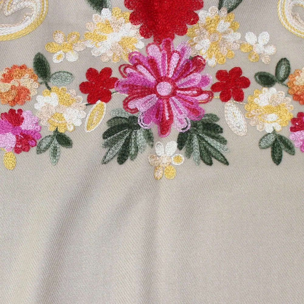 Designer Velvet Hand Embroidered Indian Pure Wool Kashmir Handmade Shawl Shawls
