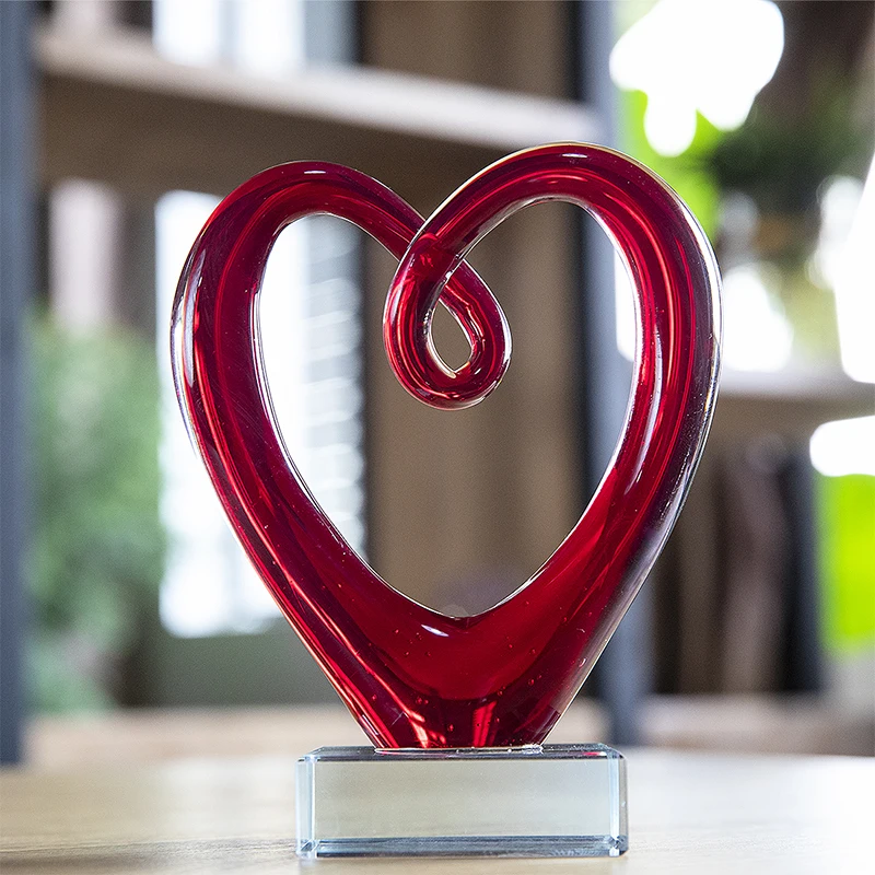 Custom Engraved Red Heart Art Glass shops Award ,Abstract Heart Glass Sculpture, Glass Sculpture ,Art Glass Decor, Great for Home Decor