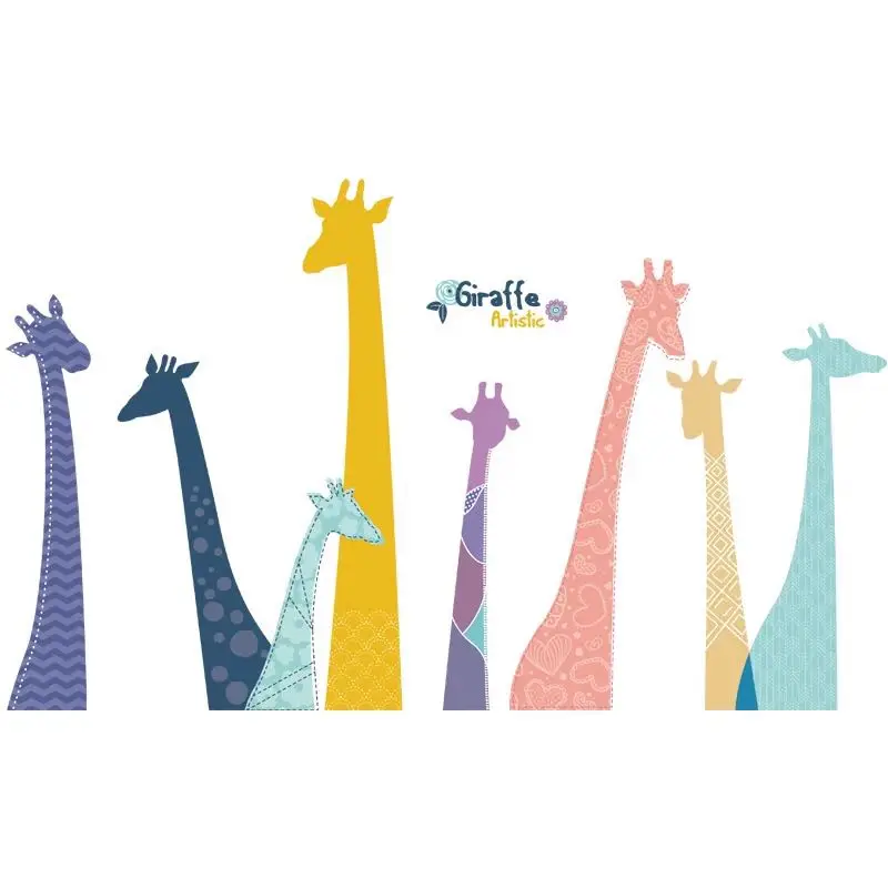 Пользовательский съемный мультяшный Жираф клейкая ПВХ Виниловая пластиковая наклейка на стену для украшения