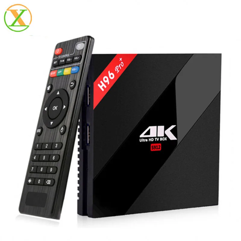 Super-VIP H96 Pro Plus Android 7.1 Smart 4K TV Box Dual Wifi 2.4G/5G Amlogic 912 Octa Cora Set Top Boxes Support 3D HD TV Bluetooth 4.1 Android TV Box, 3GB DDR3 + 32GB 