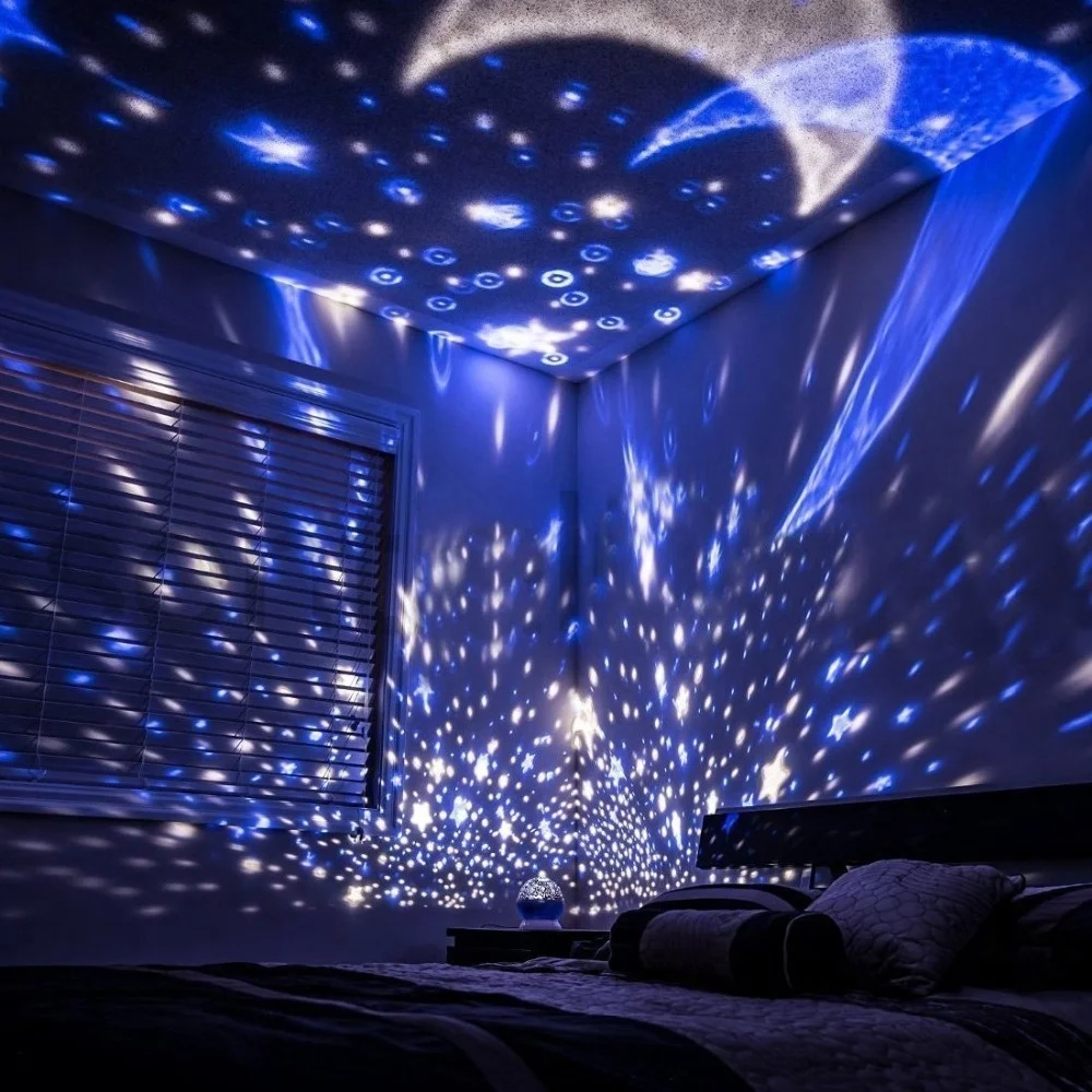 Factory Price USB Battery Powered LED Decoration Night Light Projection Lamp Moon Star Night Sky Star Projector