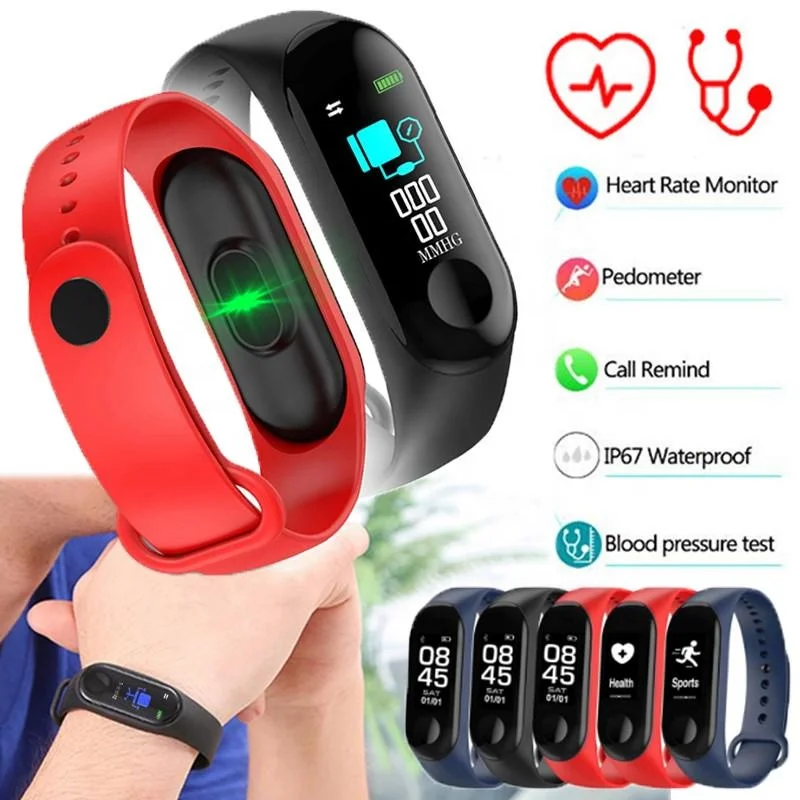Лучший смарт-браслет M3 цветной сенсорный экран фитнес-трекер кровяное давление пульсометр смарт-браслет