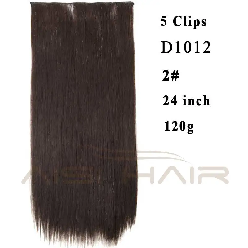 ItBelongs2U 16 Clips Long Straight Synthetic Hair Extensions Clips High Temperature Fiber 2/33#24inch Black 2/33#