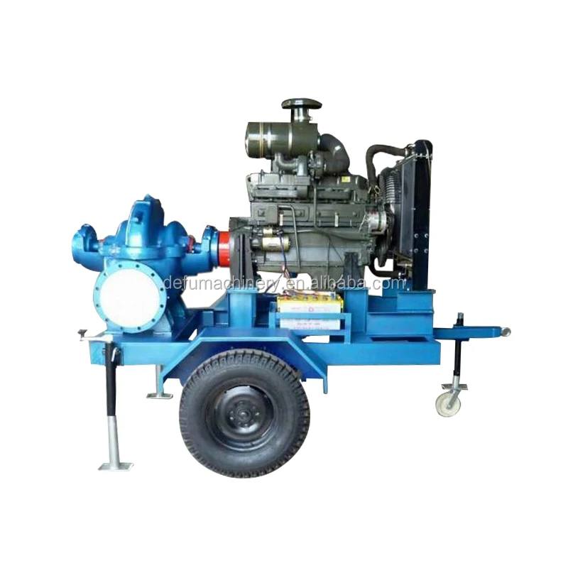 Horizontal 2-Wheel Trailer Flood Pump Split for Case Fire Water Pump Centrifugal Pump