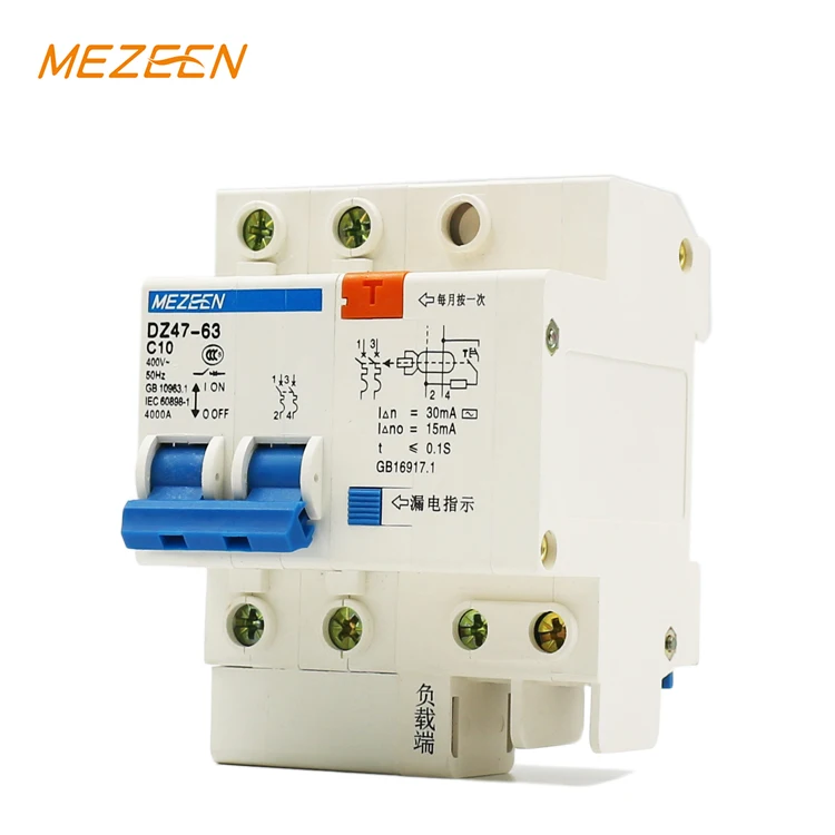 High Quality 2p 3a 4a 5a 6a  10ma 30ma 6ka Rcbo Price Dz47 Le Rcbo 3 Pole Rccb Circuit Breaker 20amp Elcb