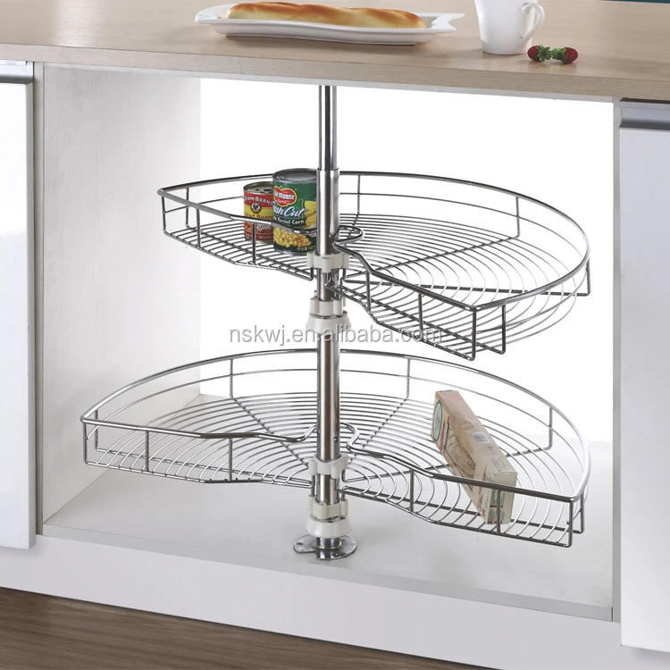 Kitchen Cabinet Storage Rack 180 Degree Revolving Basket