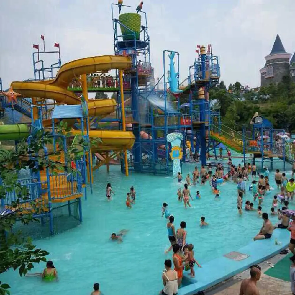China Guangxi 30,000 Fiberglass Water Slide / Wave Pool / Family Water Playground Water Park