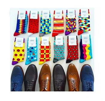 Happy Sock Wholesale Custom Colorful Jacquard Socks Fashion Design Man Dress Socks