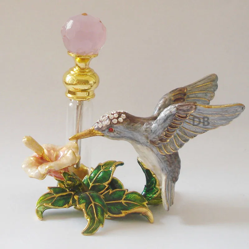 4ml Metal Hummingbird Perfume Bottle with Copper Stainless Bar Glass Refillable Essential 0il Bottle Home Decoration