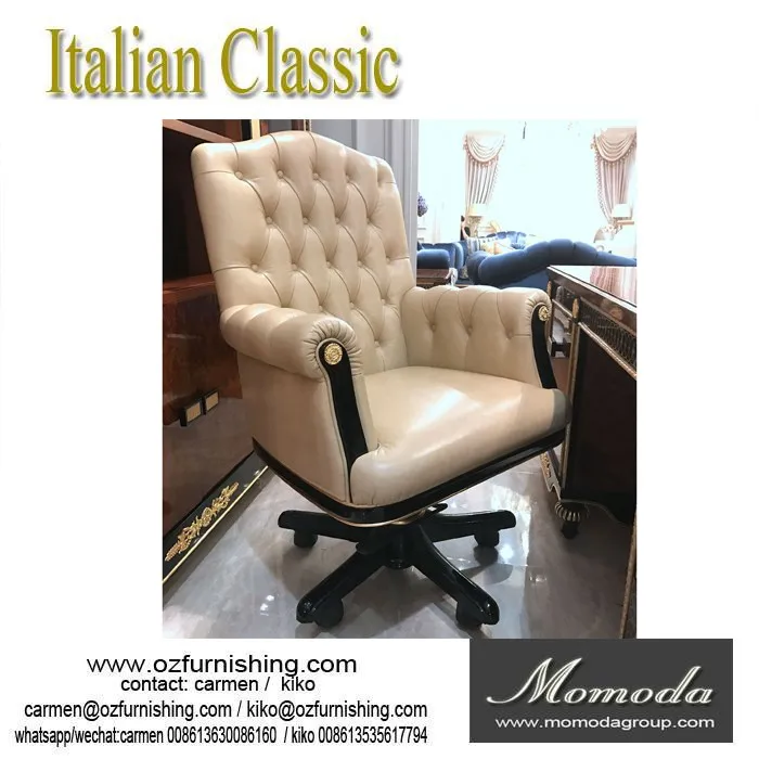 Yb69 Luxury Antique Vintage Chesterfield Leather Office Chair Solid