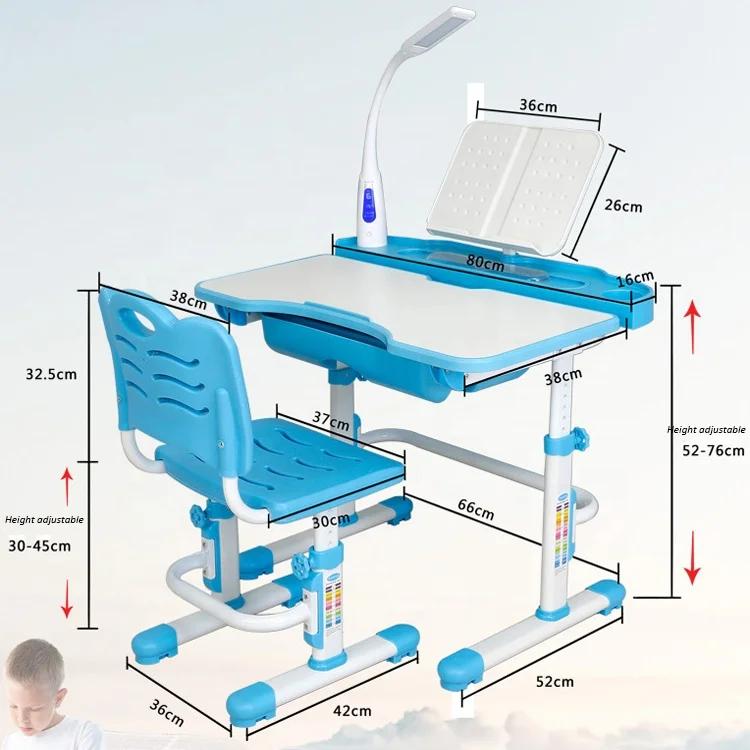 Folding Intelligent Study Table and Chair Set With Storage for Student or Kids