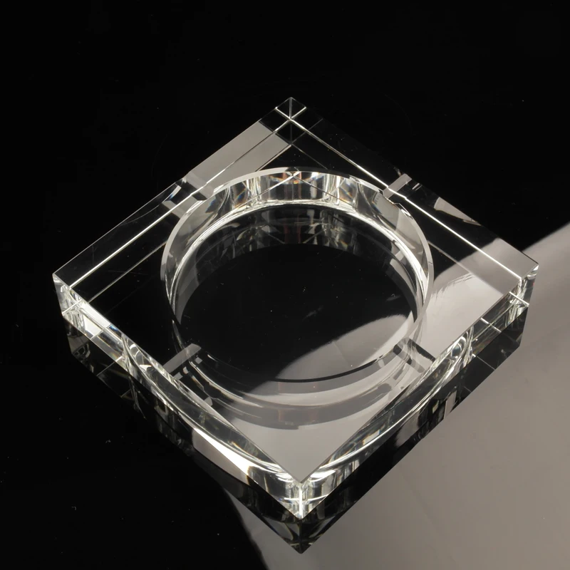 Cheap clear square crystal glass ashtray for business gift