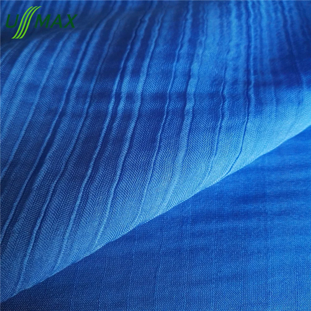 2021 hot selling free sample high quality 50d*50d+50d 100gsm 100% polyester Double Layer Crepe crinkle Fabric