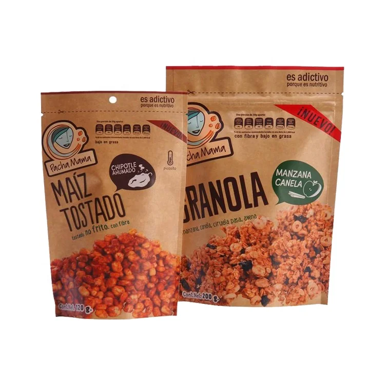 Цветной стоячий мешок с индивидуальным принтом упаковочный бумажный пакет для пищевых