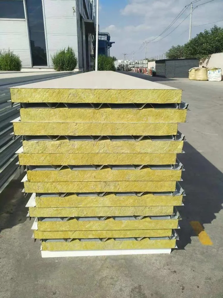 Rock Wool Insulation 120 Minutes  Fireproof Prefabricated  House Roofing Sandwich Panel Building Material