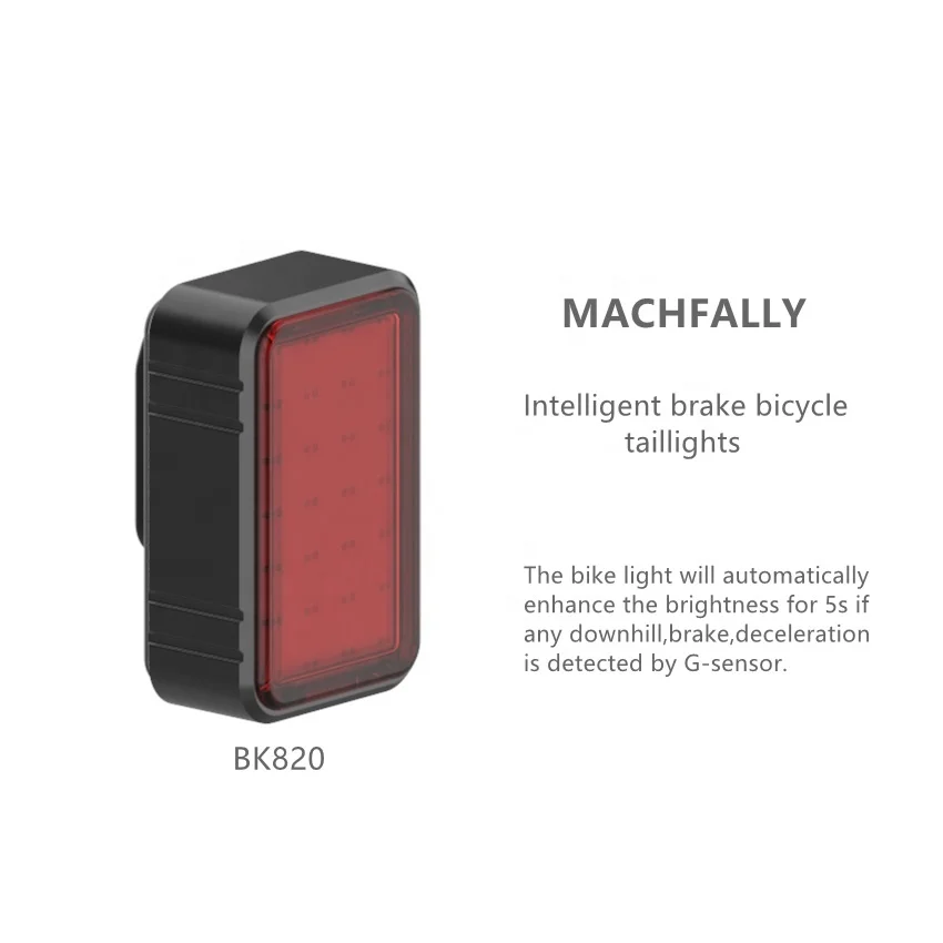 Machfally BK820 Intelligent Brake Night Riding a Lamp COB LED USB Rechargeable Bicycle Rear Bike Light