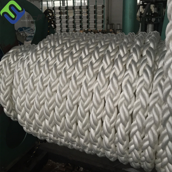 White 8 Strand 64mm/72mm Polyester Marine Mooring Hawser Rope