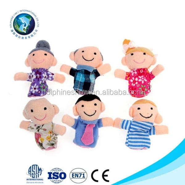 Hztyyier Plush Doll Family Set Cartoon Action Finger Puppets Kit for Baby Kids 