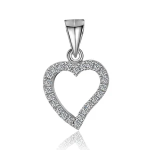 POLIVA Wholesale Fashion Zircon Rhodium Plating Necklace Pendant Jewelry Heart Pendants Charms 925 Sterling Silver Women Gift 1g