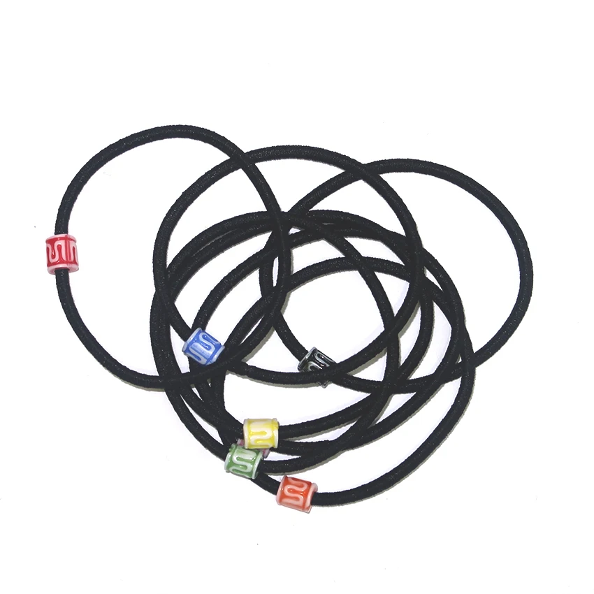 Cheap Candy Color Beaded Elastic Hair Tie Decorated Ponytail Holders for Kids