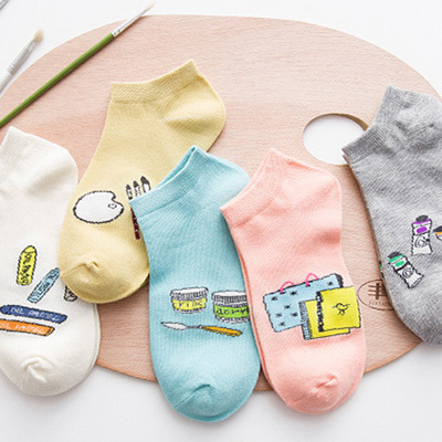 Носки-невидимки с рисунком из мультфильма, дышащие носки-лодочки для женщин