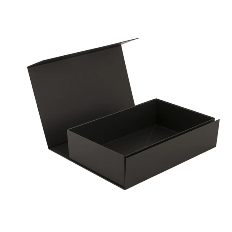 personalizado impreso cartón mate negro caja llano regalo joyería imán  embalaje magnético flip papel plegable caja de regalo fabricante