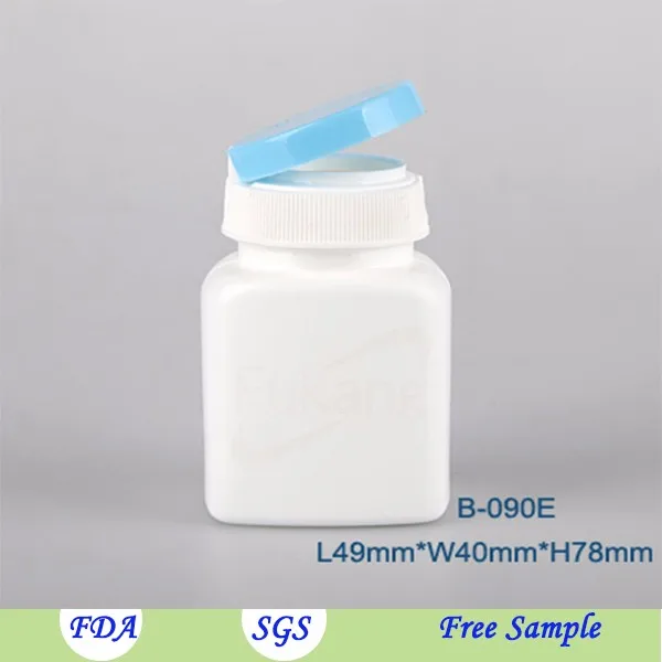 60ml Empty Square White HDPE Plastic Pill Bottle Packaging Medicine Capsule Container