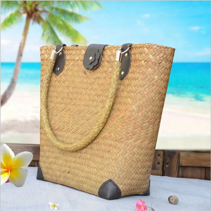 straw shoulder tote