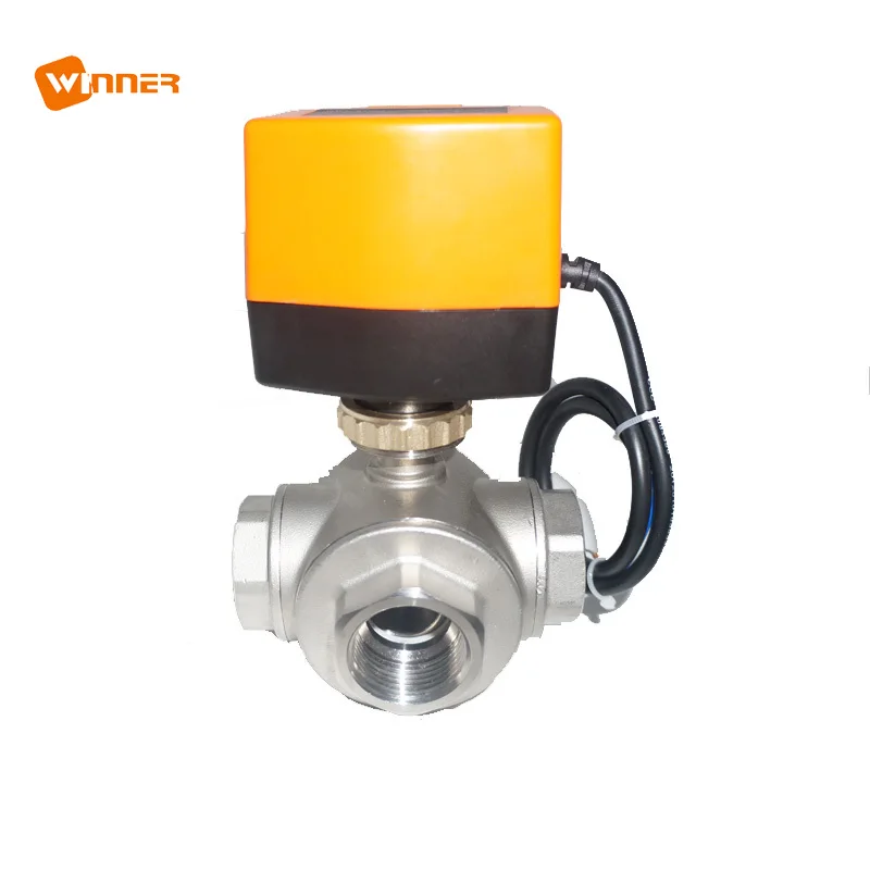 Mini Electric Factory 3 Way Dn25 Cf8m 1000wog Motorized Ball Valve For Steam