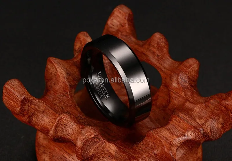 Men's Ring Wedding Engagement Ring for Men Jewelry Tungsten Carbide Black 6mm Wedding Bands or Rings WOMEN'S Bar Setting