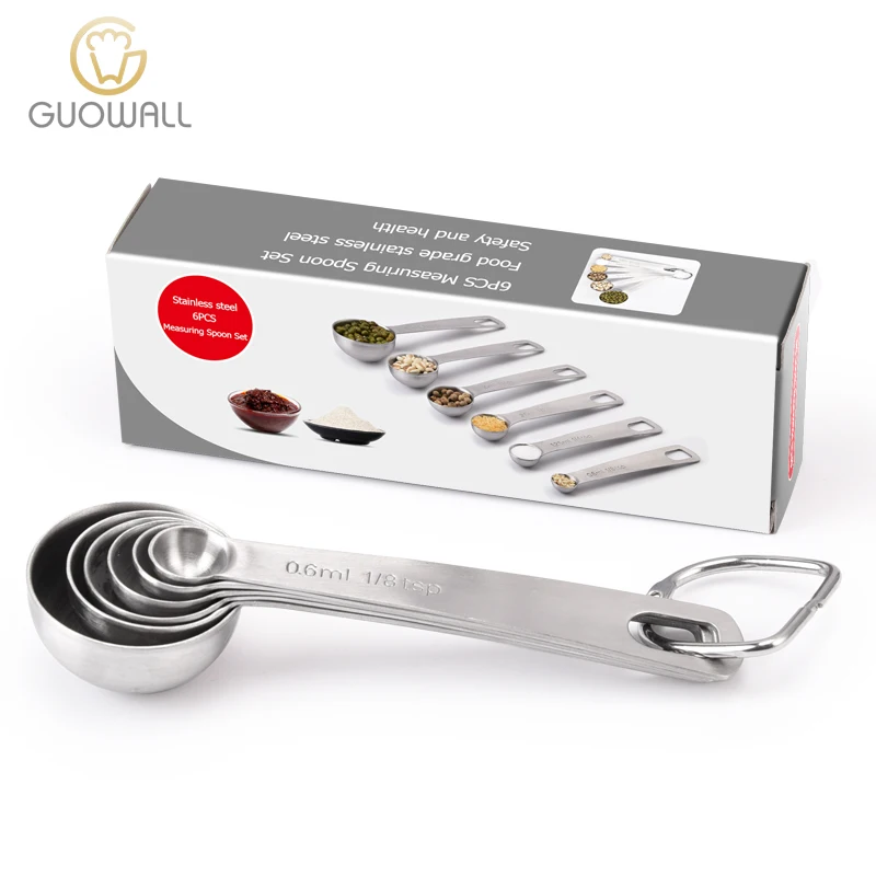 6pcs Set Narrow Stainless Steel Spice Measuring Spoons Baking