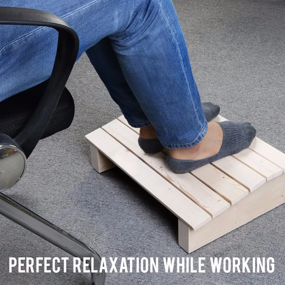Ergonomic Wooden Under Desk Foot Rest For Office Home To Relieve Tendon
