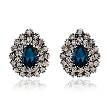 European and American Earrings, Retro Fashion Water Drop Diamonds Earrings, French Ear Studs.