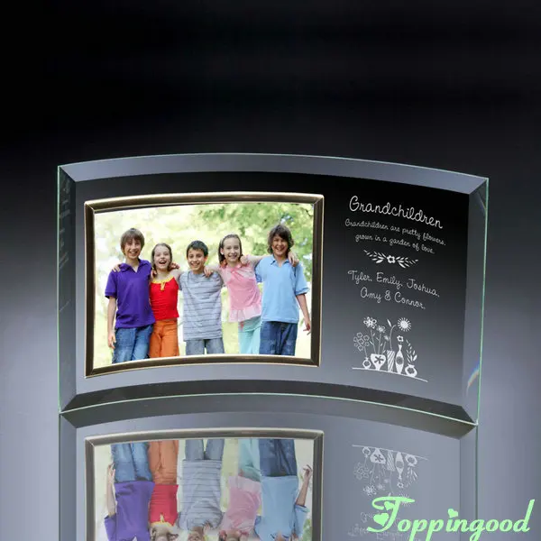 Изогнутая Стеклянная фоторамка счастливого помолвки для гостей свадьбы