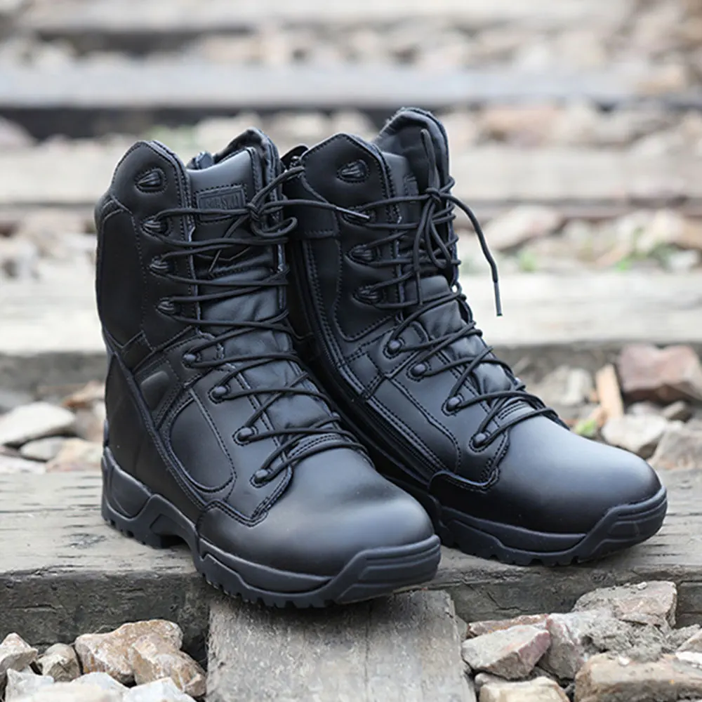 zipper military boots