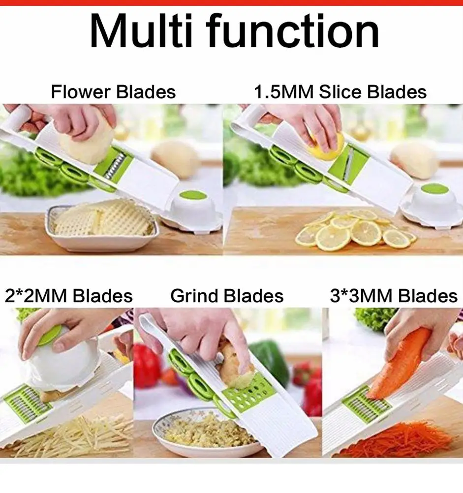 7Pcs Set Durable Multi-use Vegetable Slicer Stainless Steel Cutter Grater  Kitchen Gadget Carrot Potato Cutter