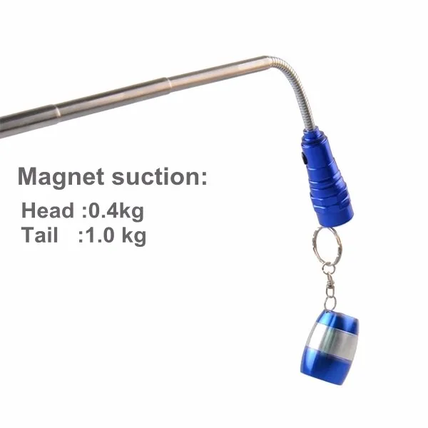 Magnetic Pick up Tool Lamp Work Light 3 LED Blue Telescopic Torch