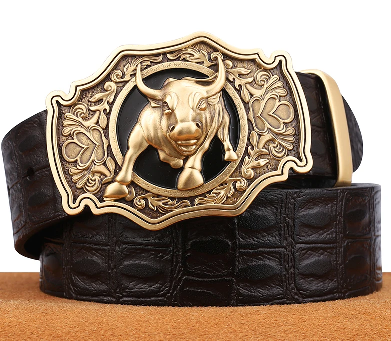 3.8cm Solid Brass Western Style Bull Head Buckle for Leather  display picture 1