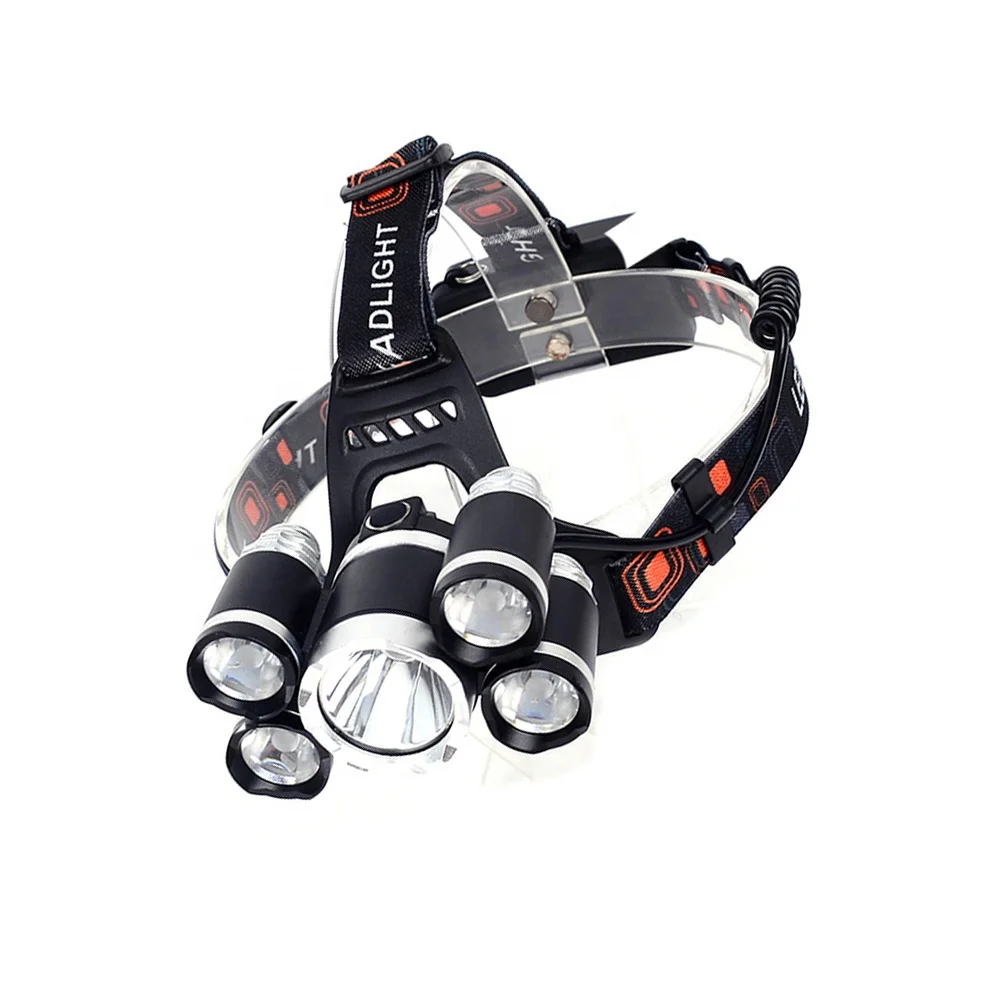 6000 Lumen Headlight Hunting Kopflampe T6 Waterproof 5 Led Head Lantern 18650 Rechargeable Outdoor Sport Long Range Headlamp