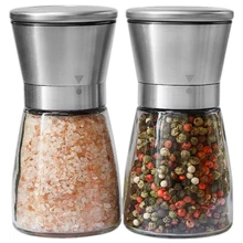 Salt and Pepper Grinder Set - Salt and Pepper Shakers for Professional Chef - Best Spice Mill with Brushed Stainless Steel