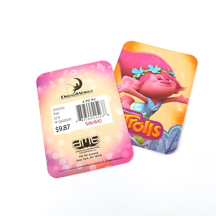 Packaging Hangtag Labels Custom Printed Double Side Colorful Toys Logo Casual Paper Hang Tag for Kids Bags