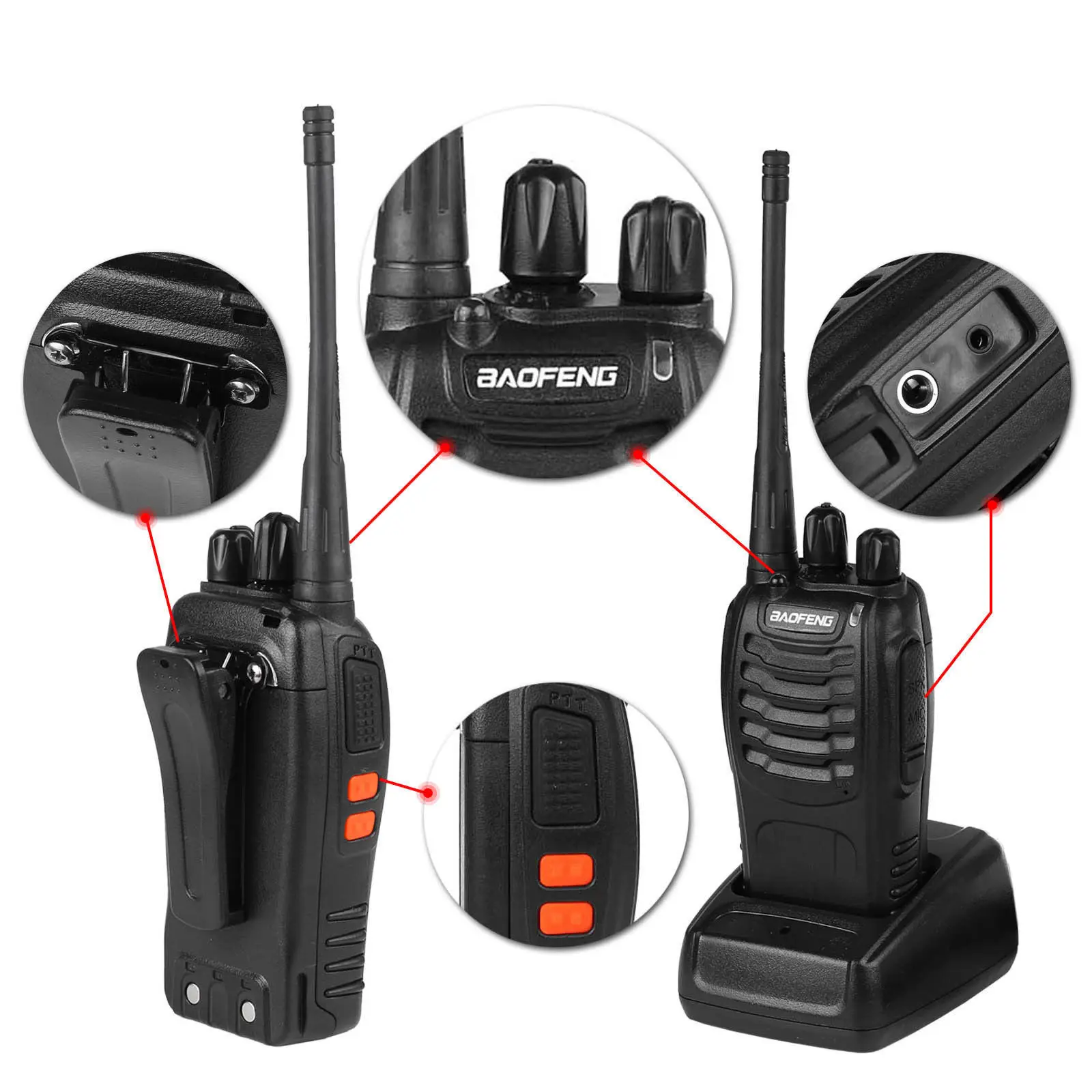 
Портативная рация Baofeng BF-888S Talkie 2 Way Radio 16ch 400-470MHZ Ham radio UHF 