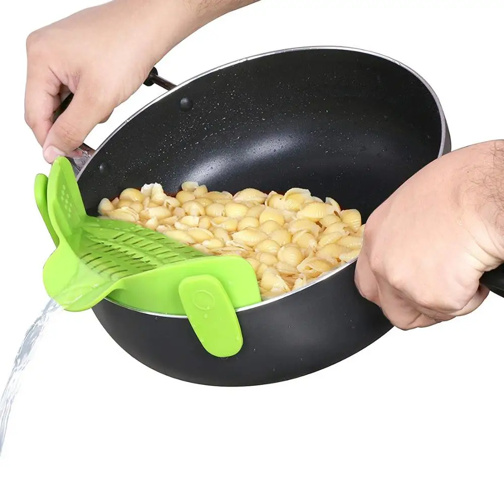 Norhogo Colino A Scatto In Silicone, Scolapasta Dosatore Per Pasta, Scolapasta Da Cucina Colino Per Pasta In Silicone Resistente Al Calore A Mani Libere Adatta A Tutte Le Ciotole E Pentole Grigio - 11